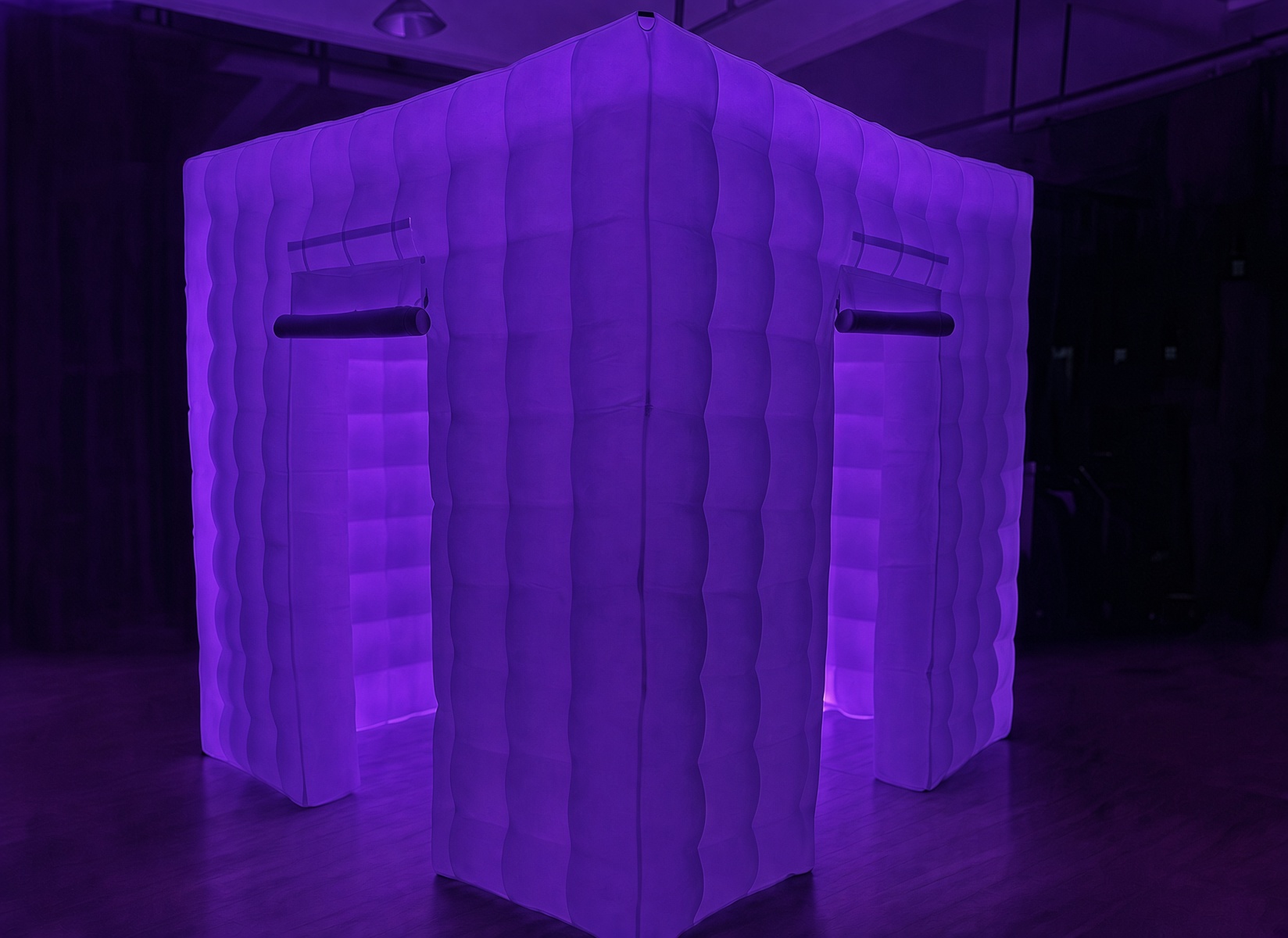 Purple LED photo booth cube
