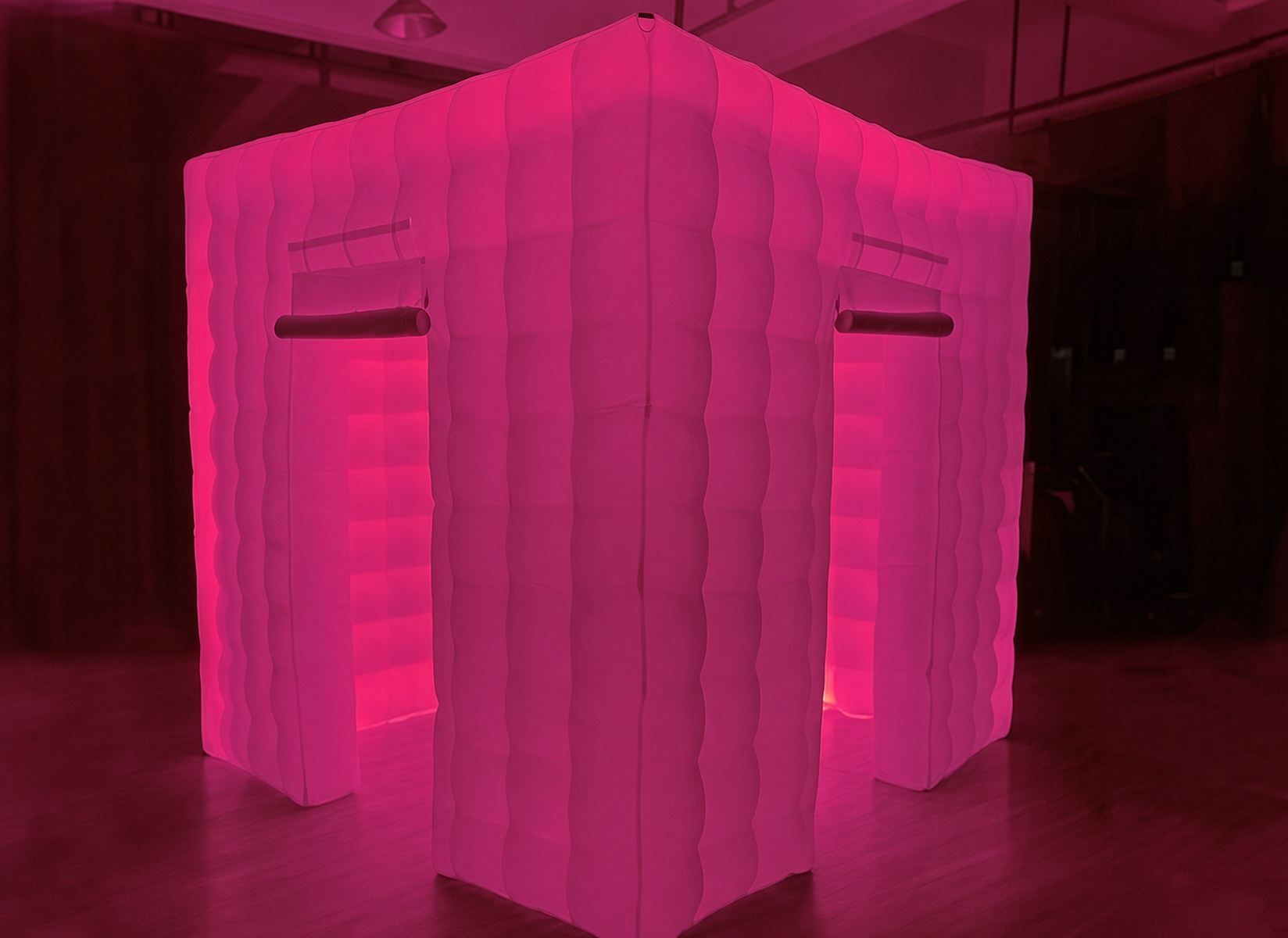 Pink LED photo booth cube